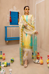 3-piece Unstitched Embroidered Lawn With Chiffon Dupatta CHN-05